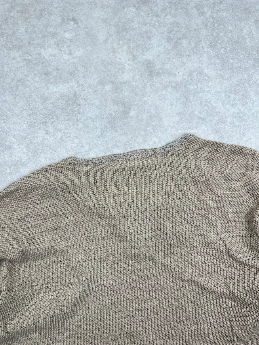 2000s Dolce & Gabbana Beige Textured Notch Neck Sweater rztolHQo 5