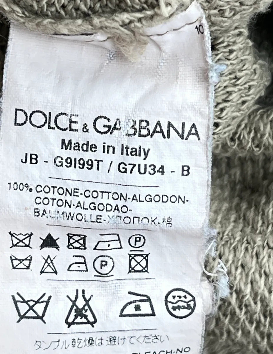 2000s Dolce & Gabbana Beige Textured Notch Neck Sweater rztolHQo 8