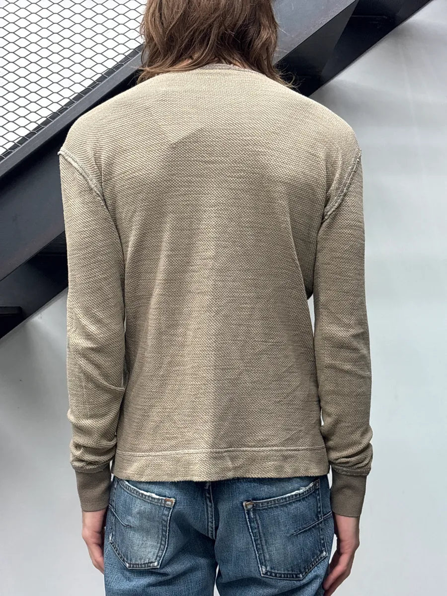 2000s Dolce & Gabbana Beige Textured Notch Neck Sweater rztolHQo 1