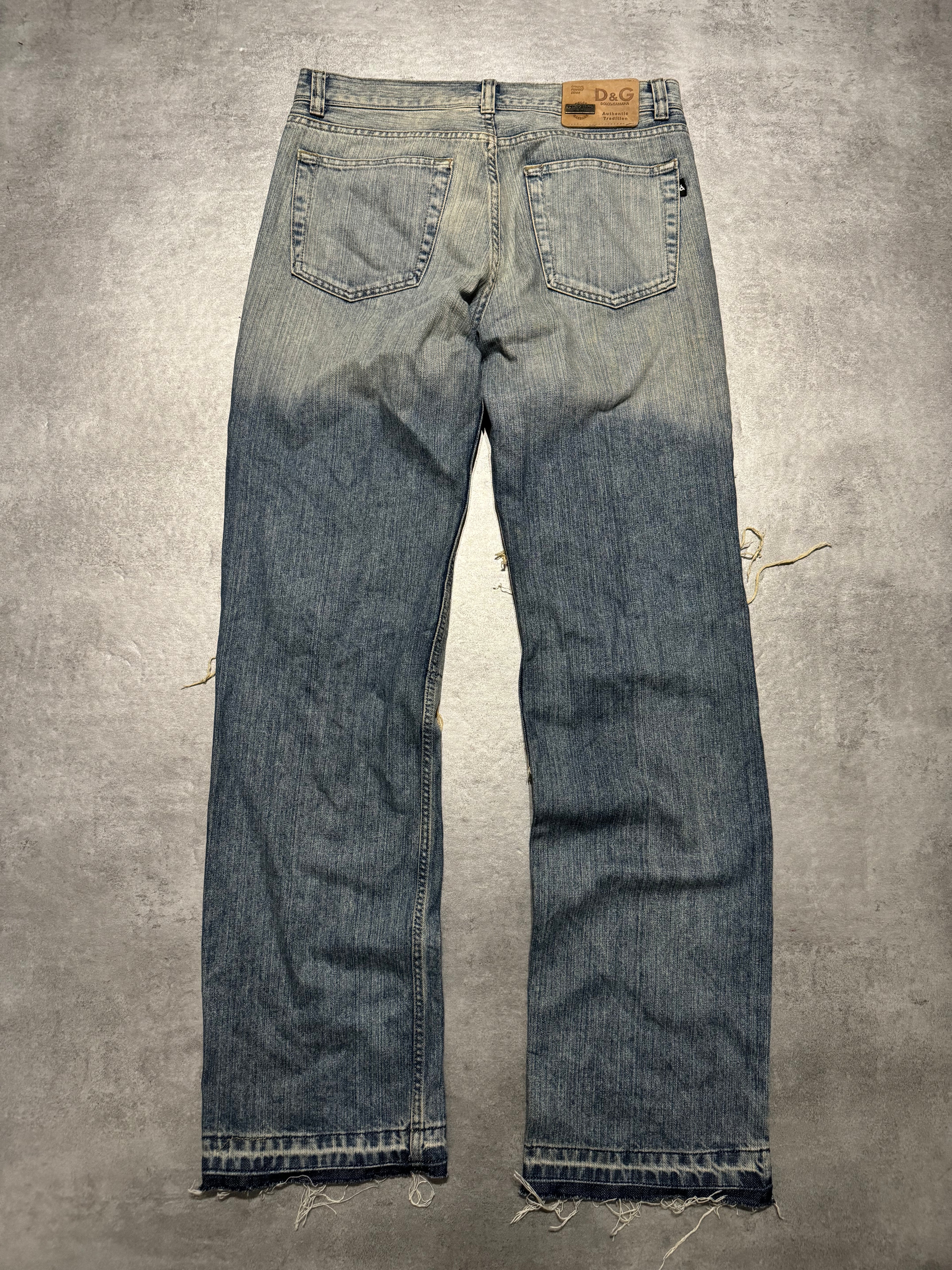 FW2005 Dolce & Gabbana Distressed Faded Poem Denim Jeans (L) - 2