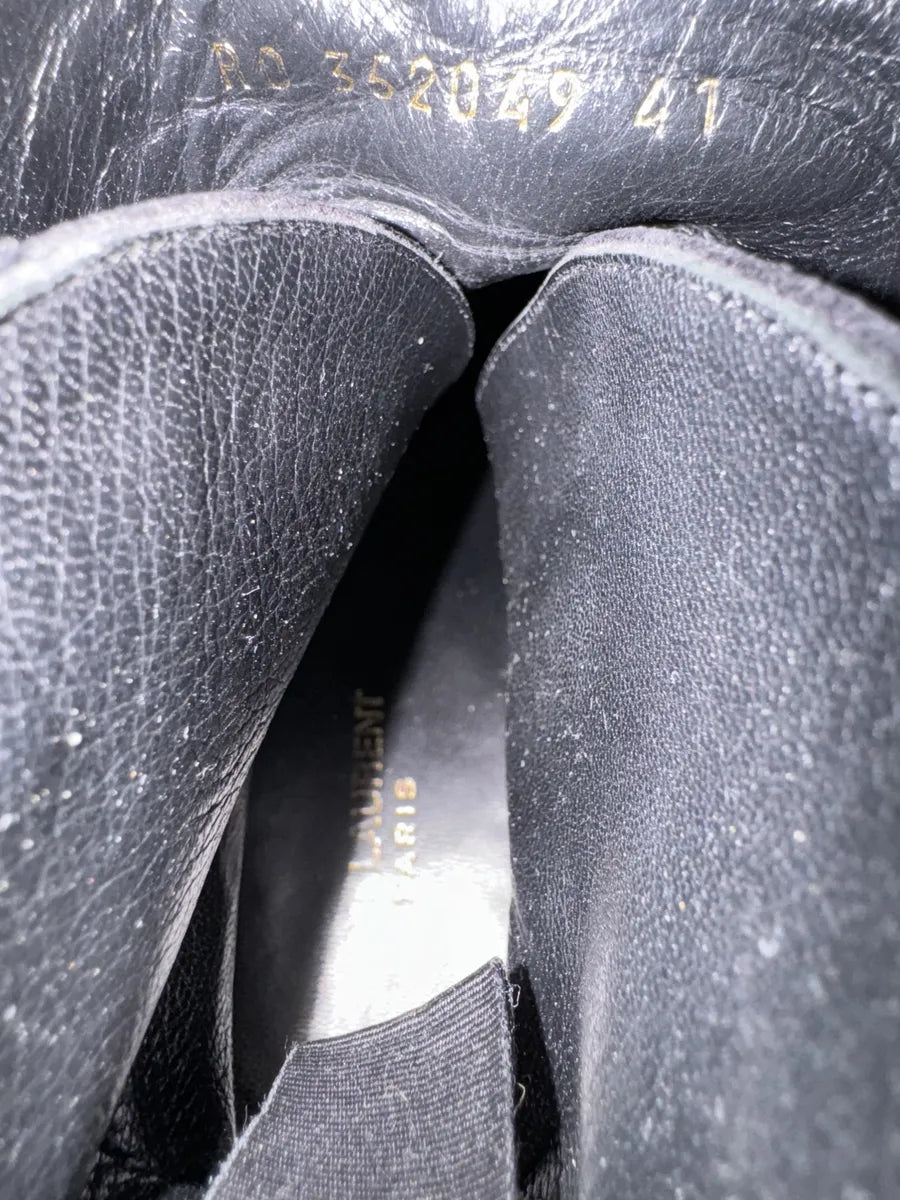 S2014 Saint Laurent Cowboy Buckle Black Suede Leather Boots ZsEPmSj 6