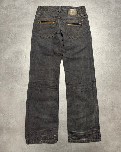 AW2003 Dolce & Gabbana Double Waisted Eroded Grey Denim Jeans (L) - 3