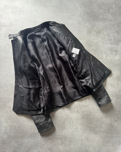 2000s Dirk Bikkembergs Strong Front Panel Biker Leather Jacket  (M) - 9