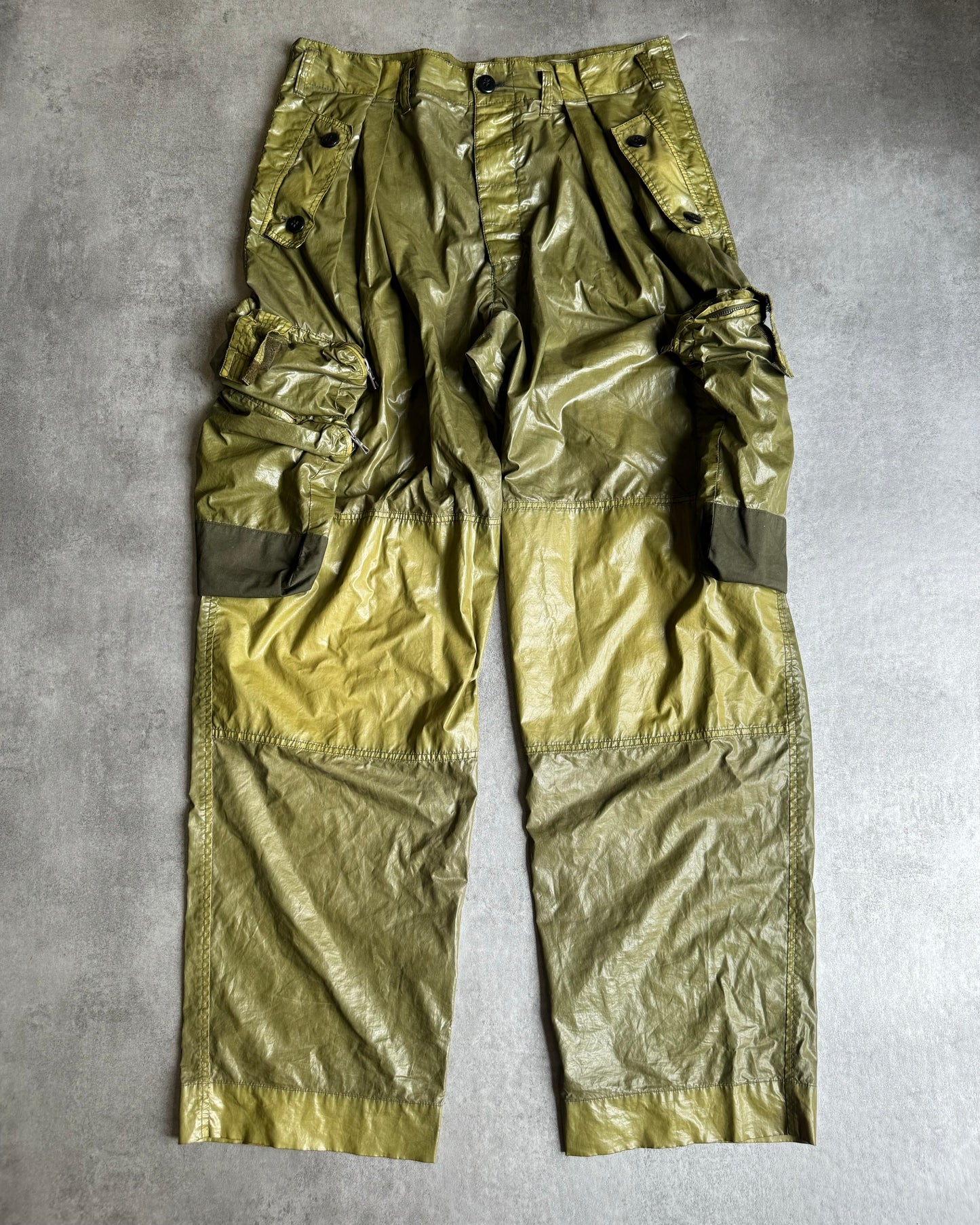 Dries Van Noten Olive Tactical Cargo Pants (XL) - 1