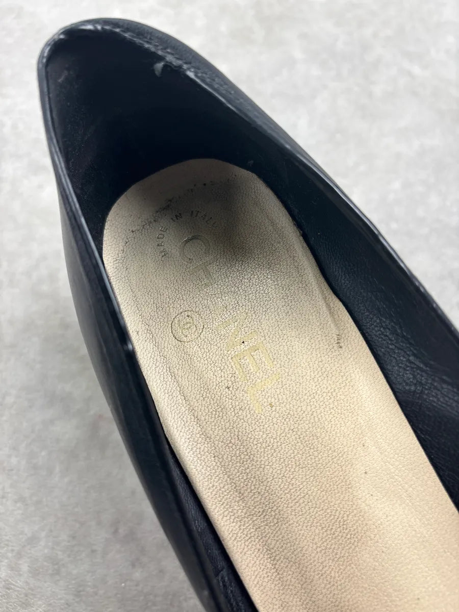 Chanel Black Hybrid Leather Suede Heels QIdTUSj 10