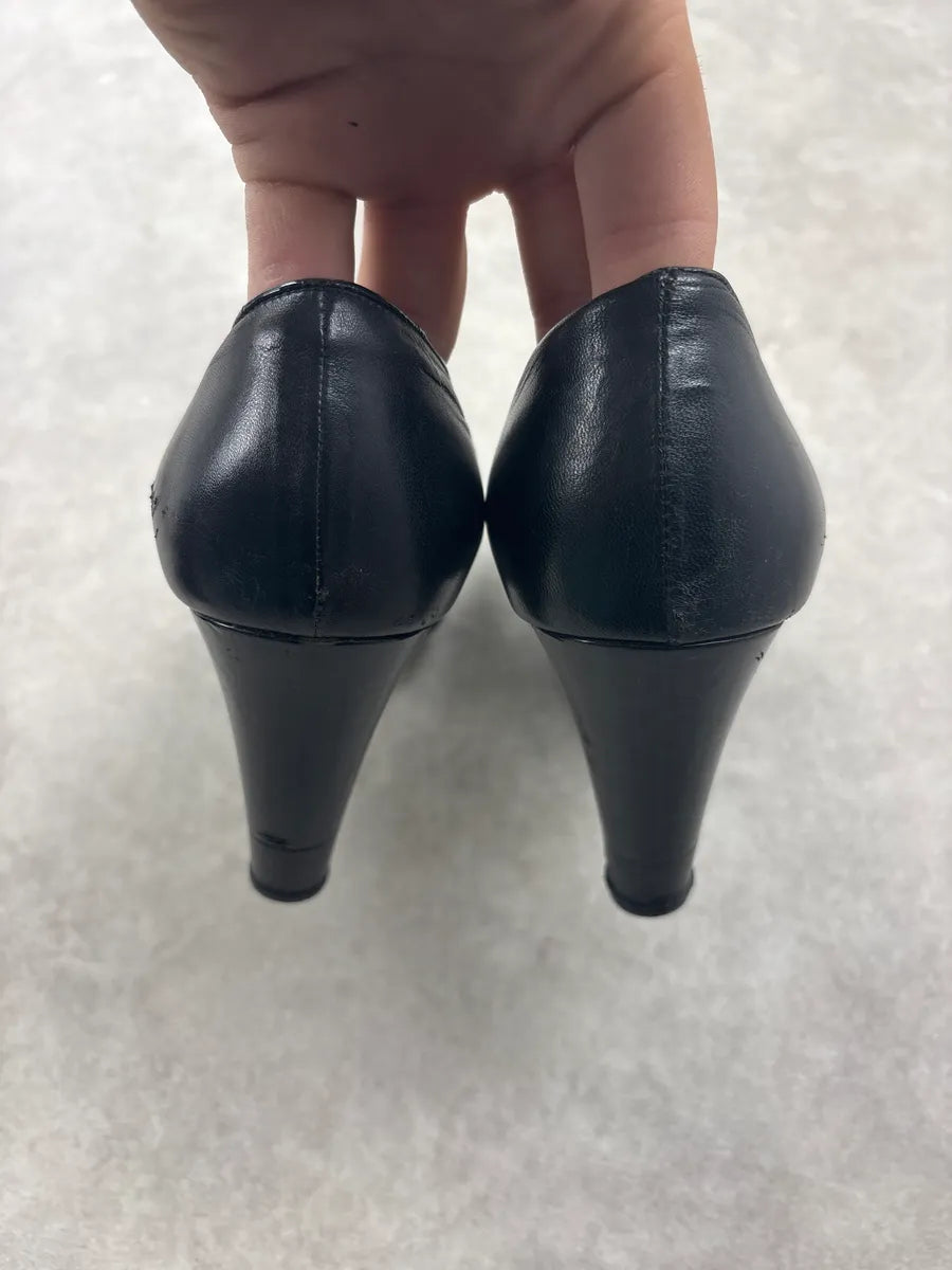 Chanel Black Hybrid Leather Suede Heels QIdTUSj 8
