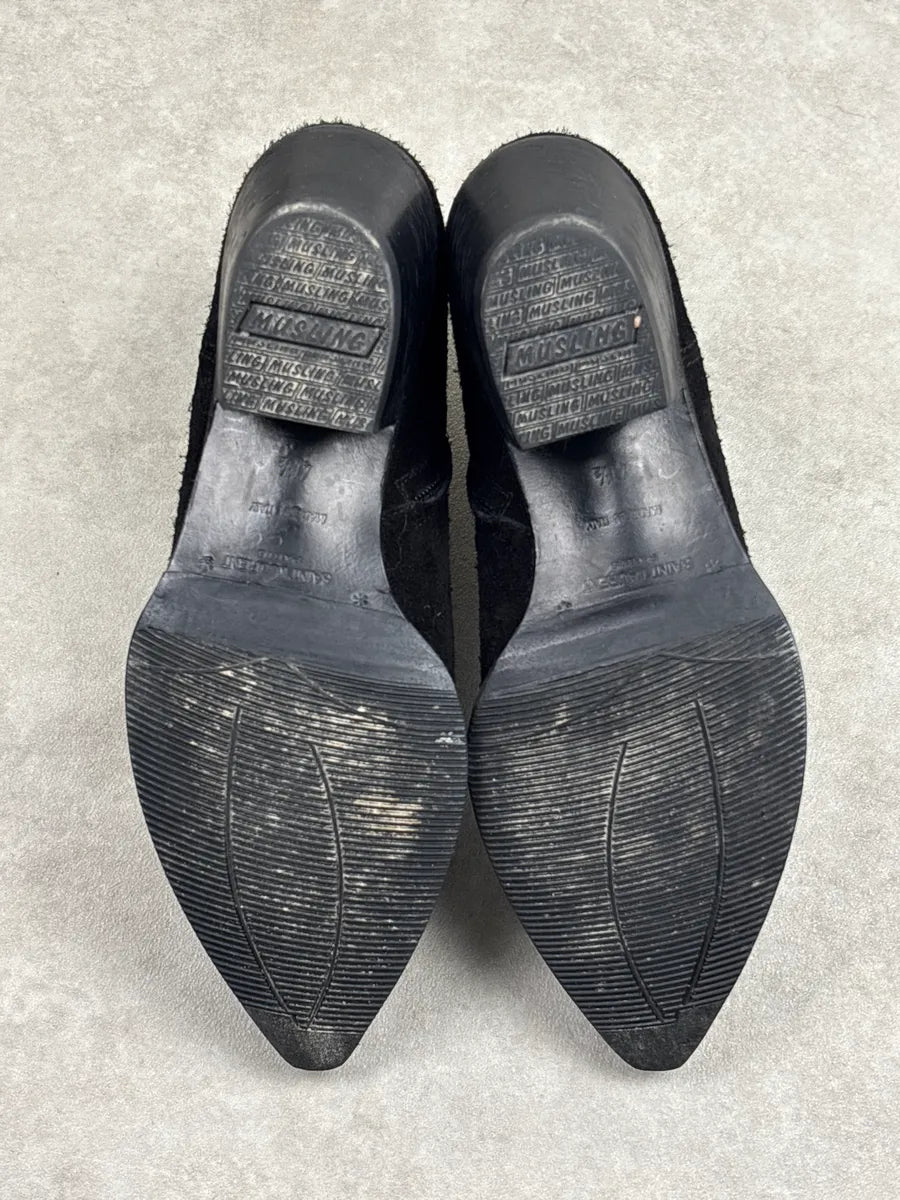 2010s Saint Laurent Black Suede Western Boots sHmTUJBJ 6
