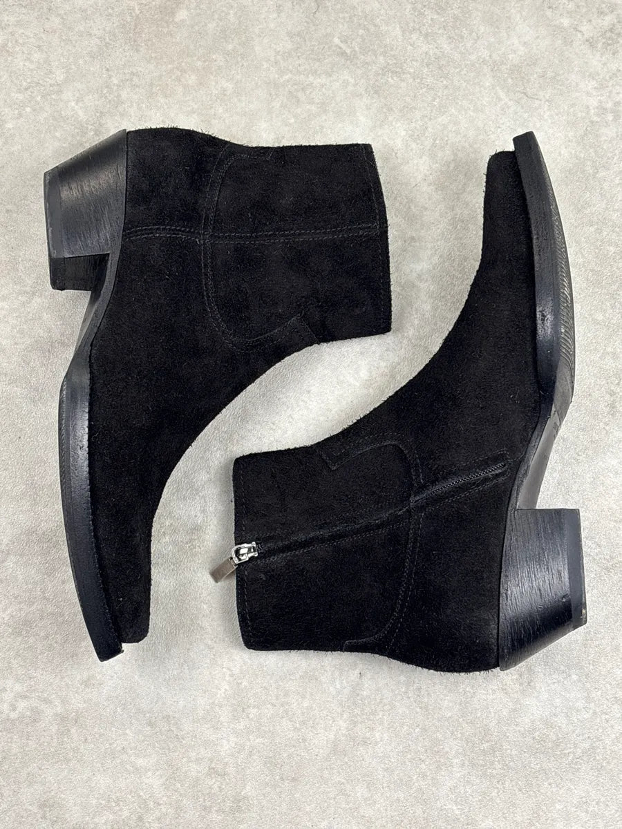 2010s Saint Laurent Black Suede Western Boots sHmTUJBJ 3