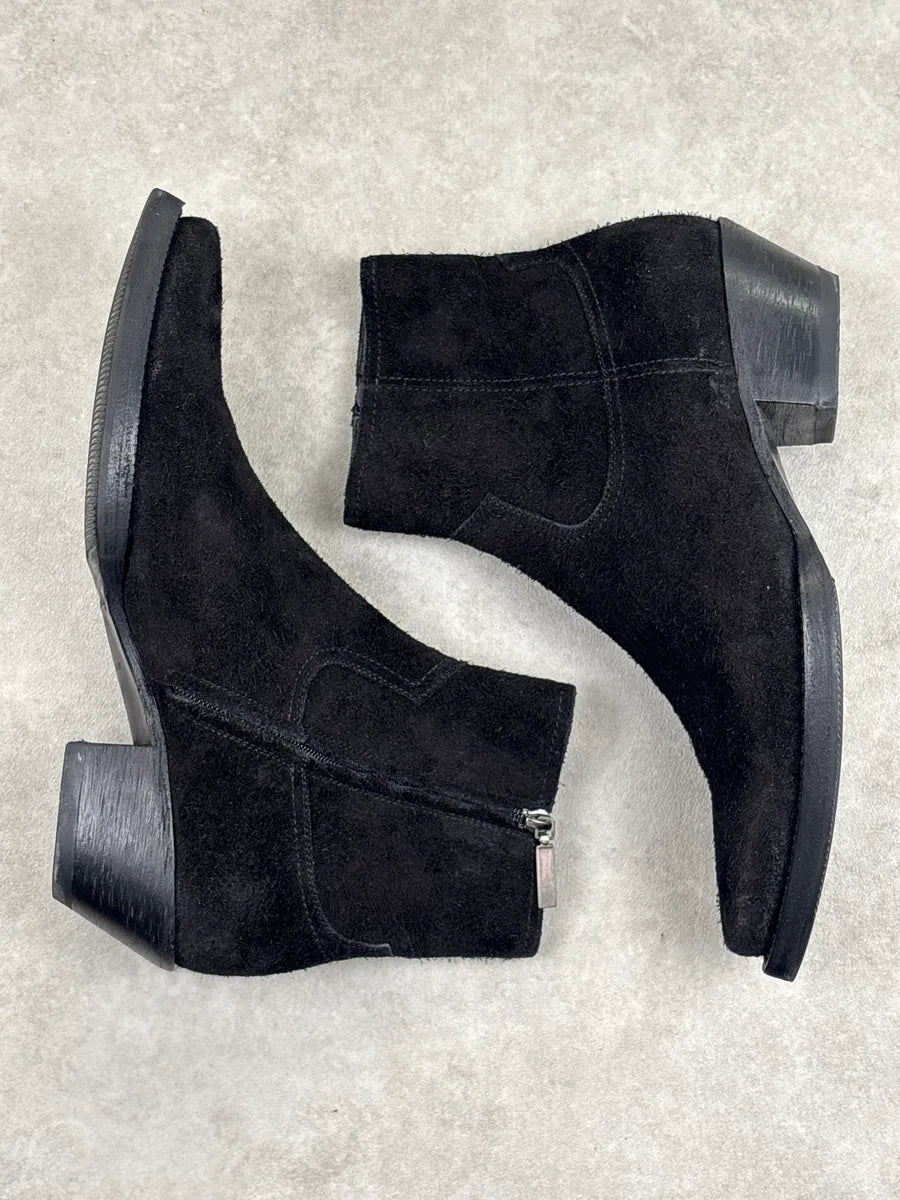 2010s Saint Laurent Black Suede Western Boots sHmTUJBJ 4