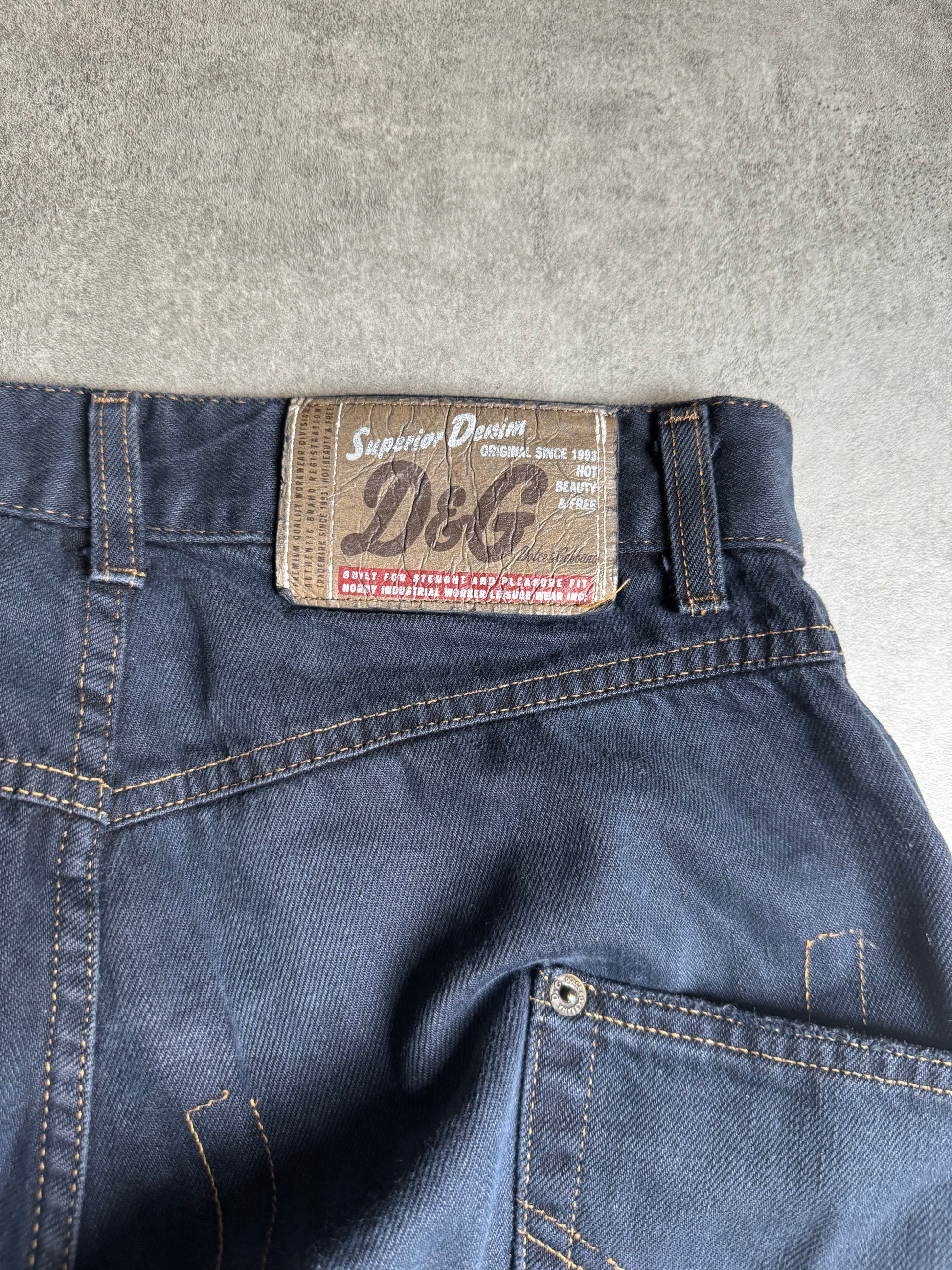 AW2003 Dolce & Gabbana Bootleg Navy Pants (S) - 4