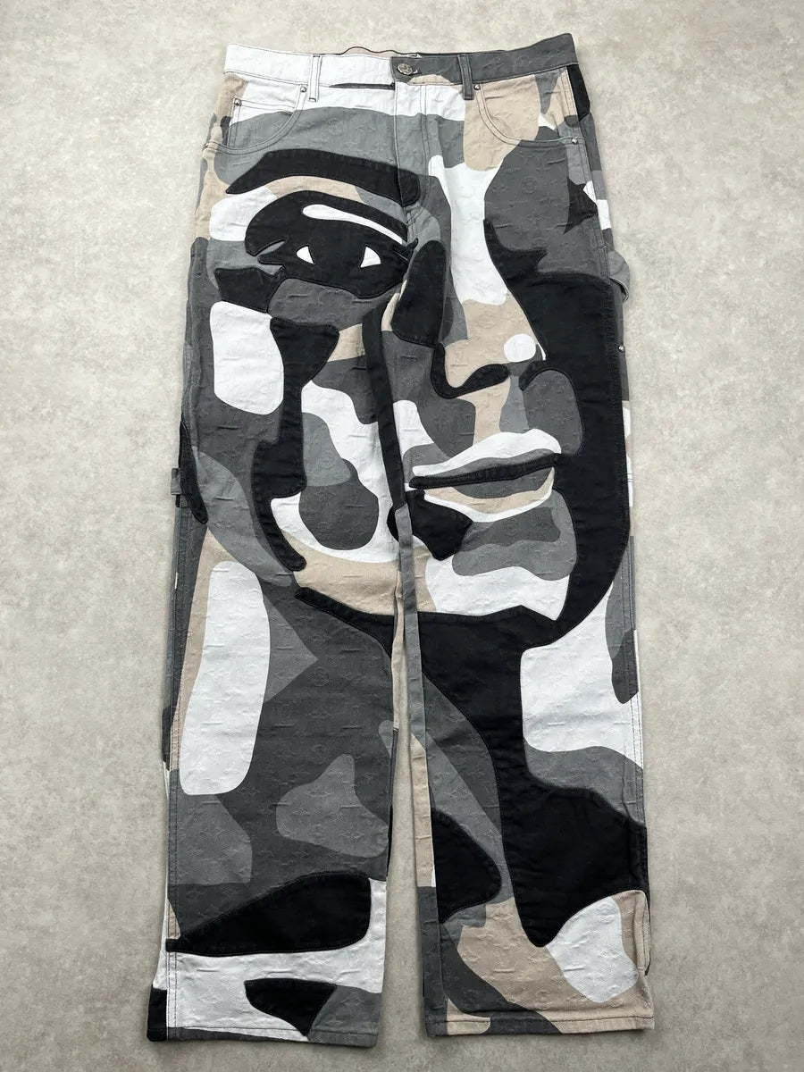 FW2023 Louis Vuitton Kidsuper Grey Face Denim Multi-Pocket Pants  sIAsbeyM 0