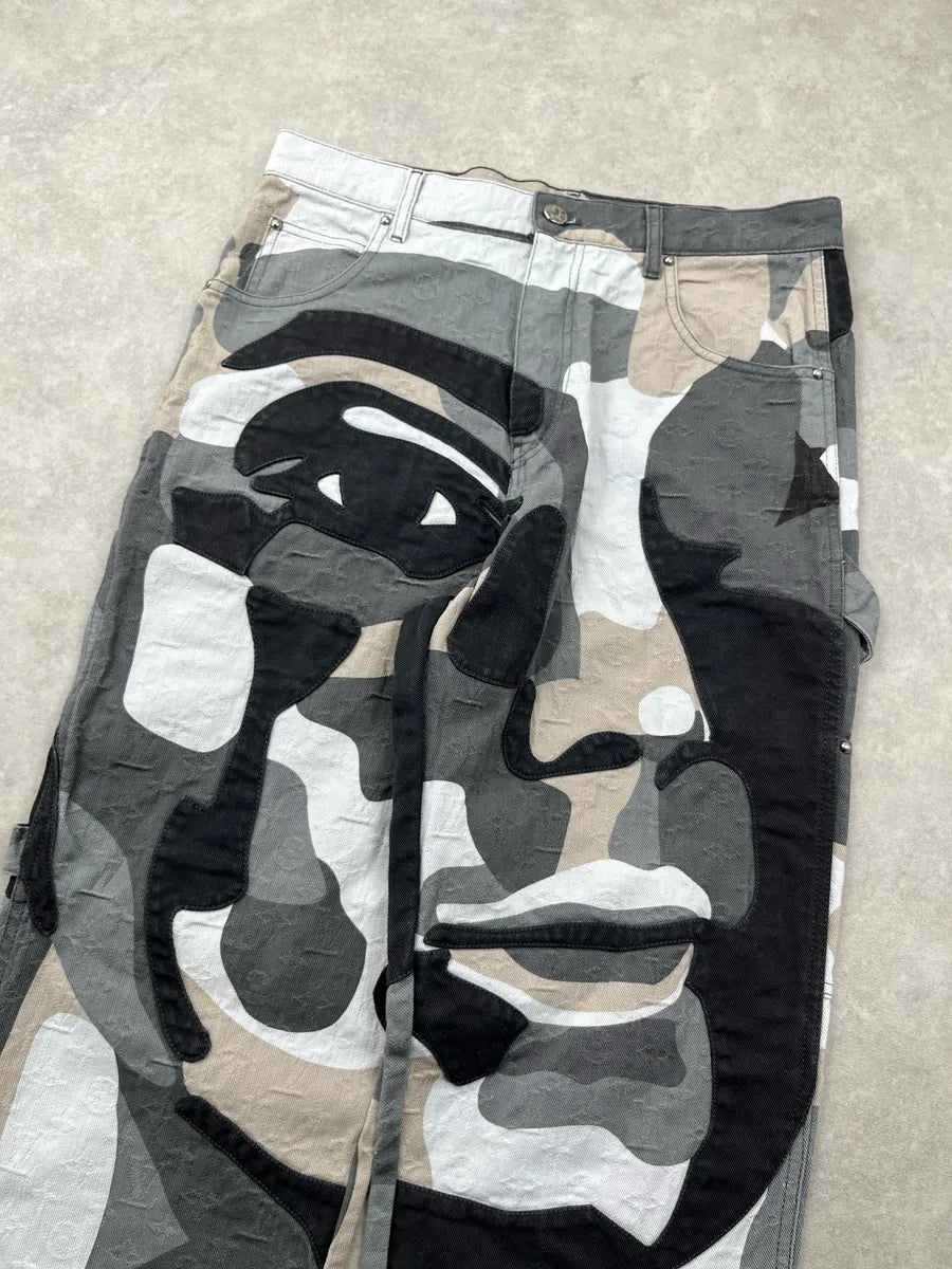 FW2023 Louis Vuitton Kidsuper Grey Face Denim Multi-Pocket Pants  sIAsbeyM 8