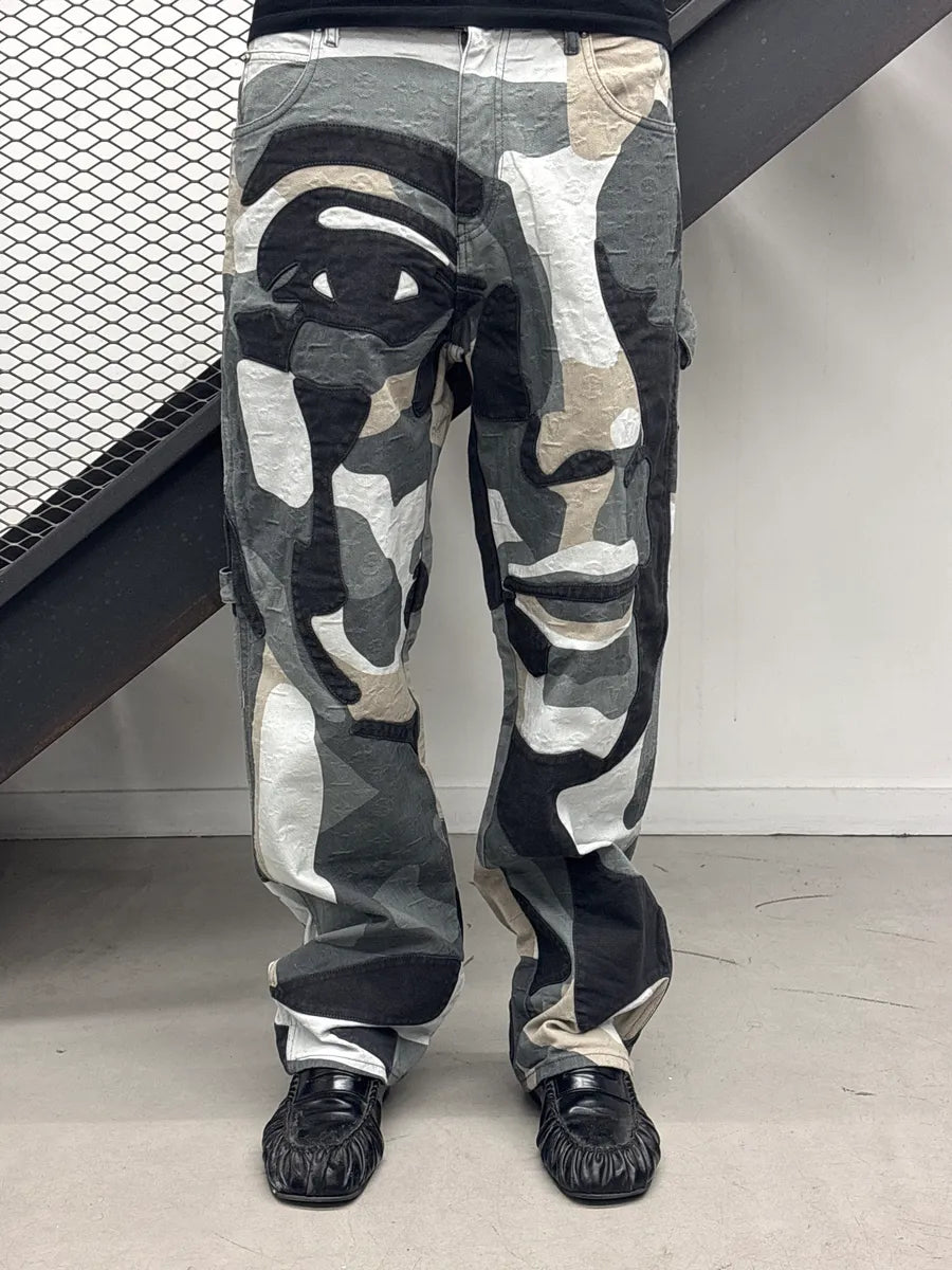FW2023 Louis Vuitton Kidsuper Grey Face Denim Multi-Pocket Pants  sIAsbeyM 2