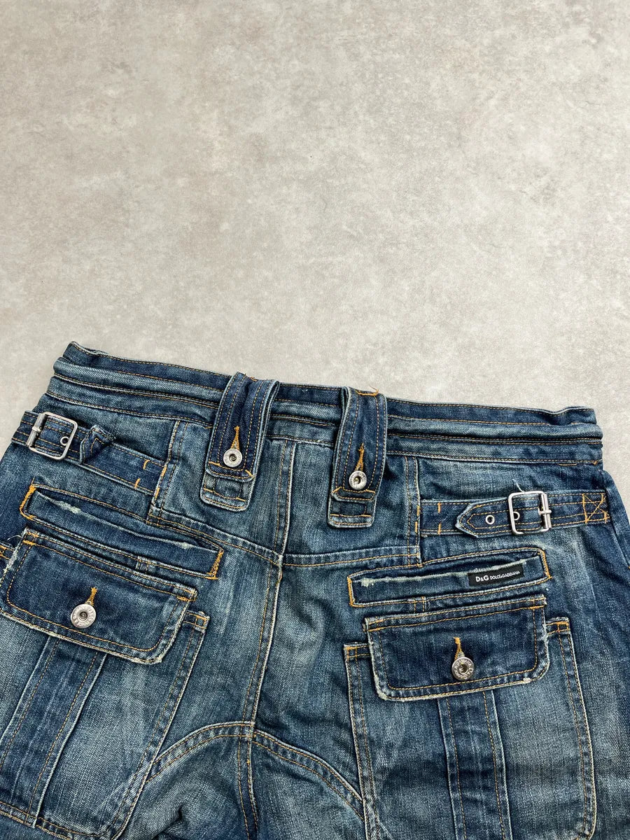 AW2004 Dolce & Gabbana Blue Denim Multi-Pocket Cargo Shorts sIthsSXj 7