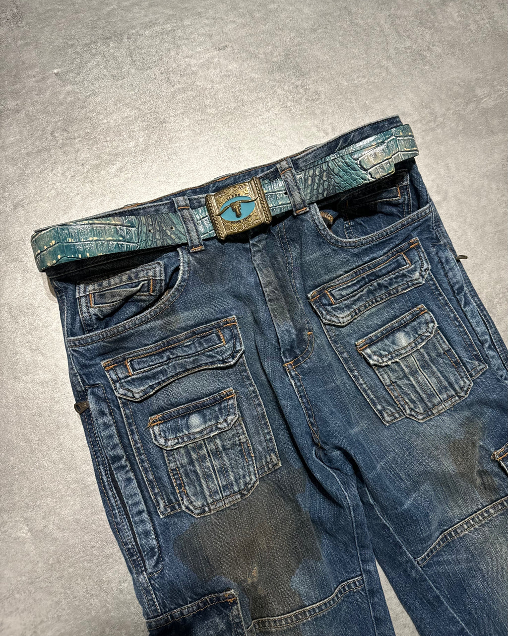 2000s Dolce & Gabbana Blue Leather Buffalo Belt (OS) - 2