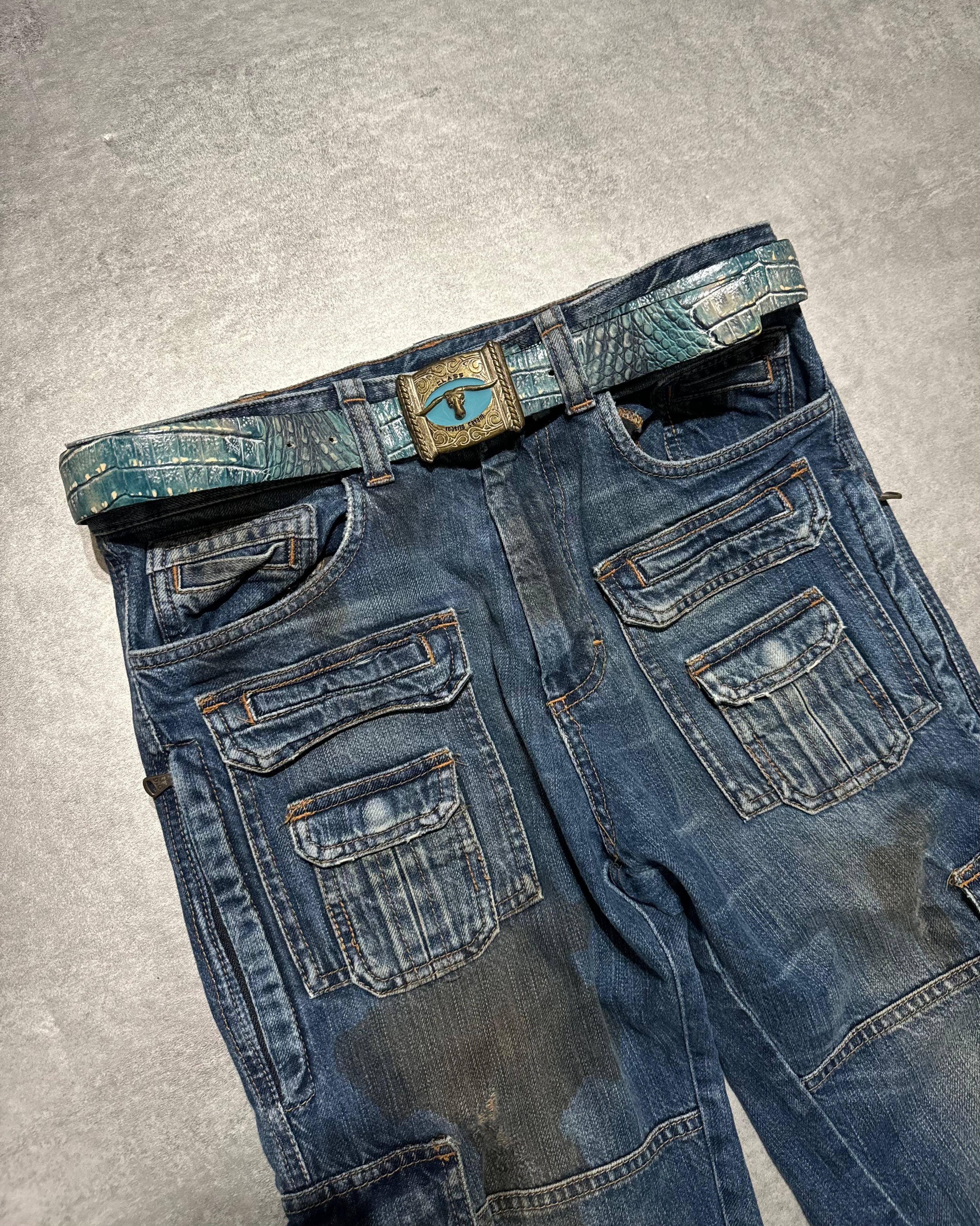 2000s Dolce & Gabbana Blue Leather Buffalo Belt (OS) - 2