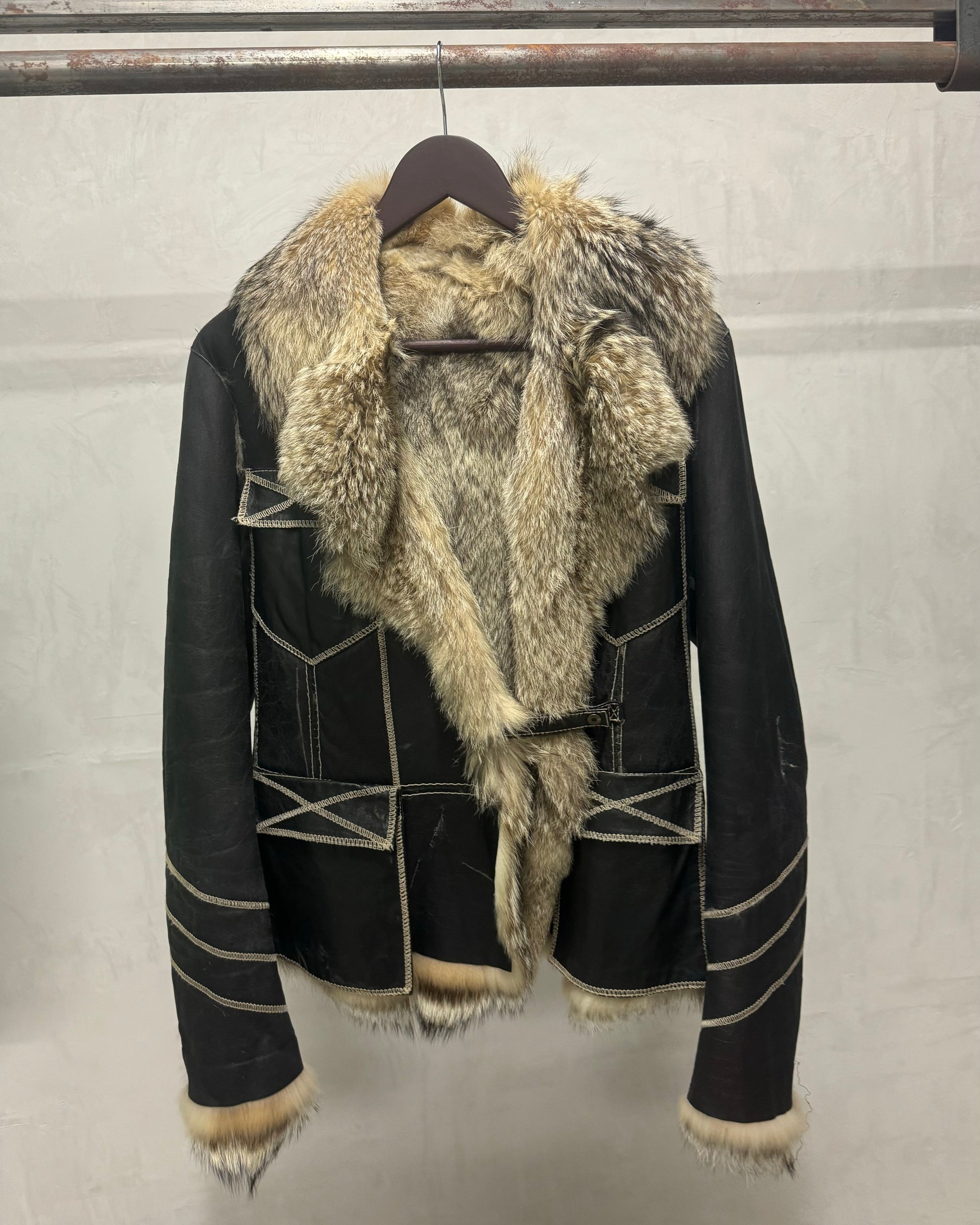 2000s Cavalli Reversible Fox Fur Premium Leather Jacket (S) - 4