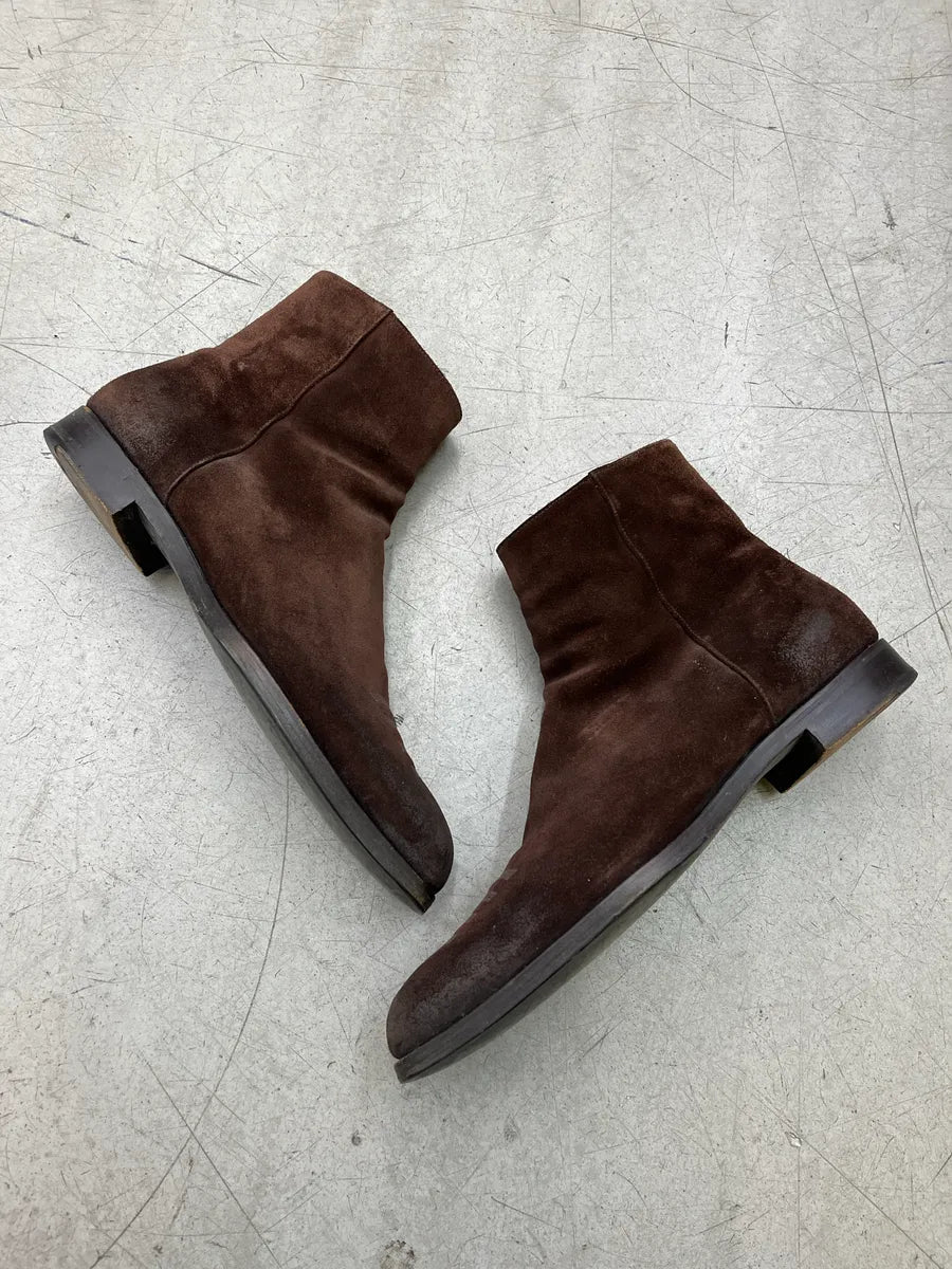 AW2003 Prada Lined Ornament Brown Suede Boots sPnYkmRK 1