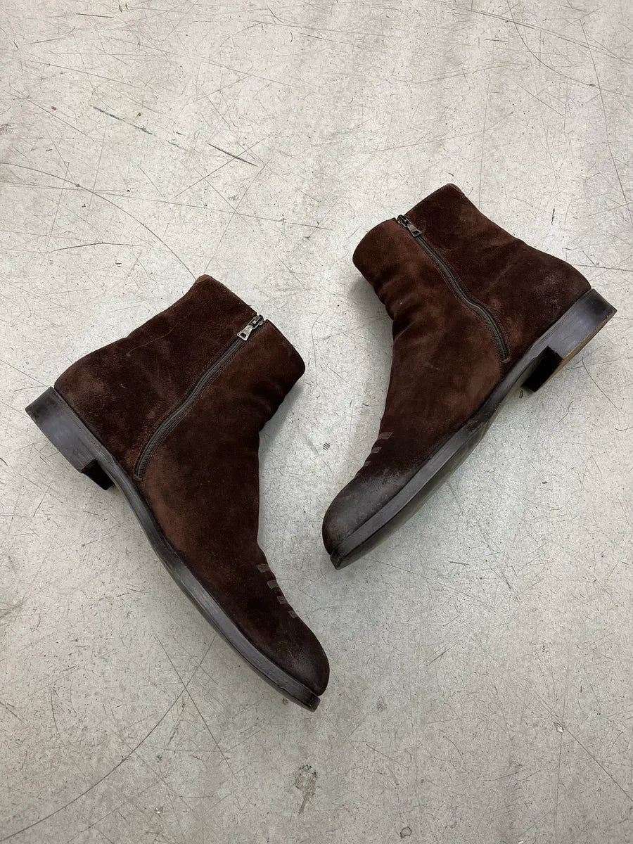 AW2003 Prada Lined Ornament Brown Suede Boots sPnYkmRK 2
