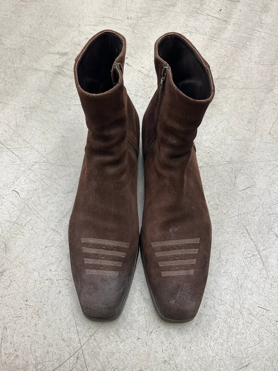 AW2003 Prada Lined Ornament Brown Suede Boots sPnYkmRK 3