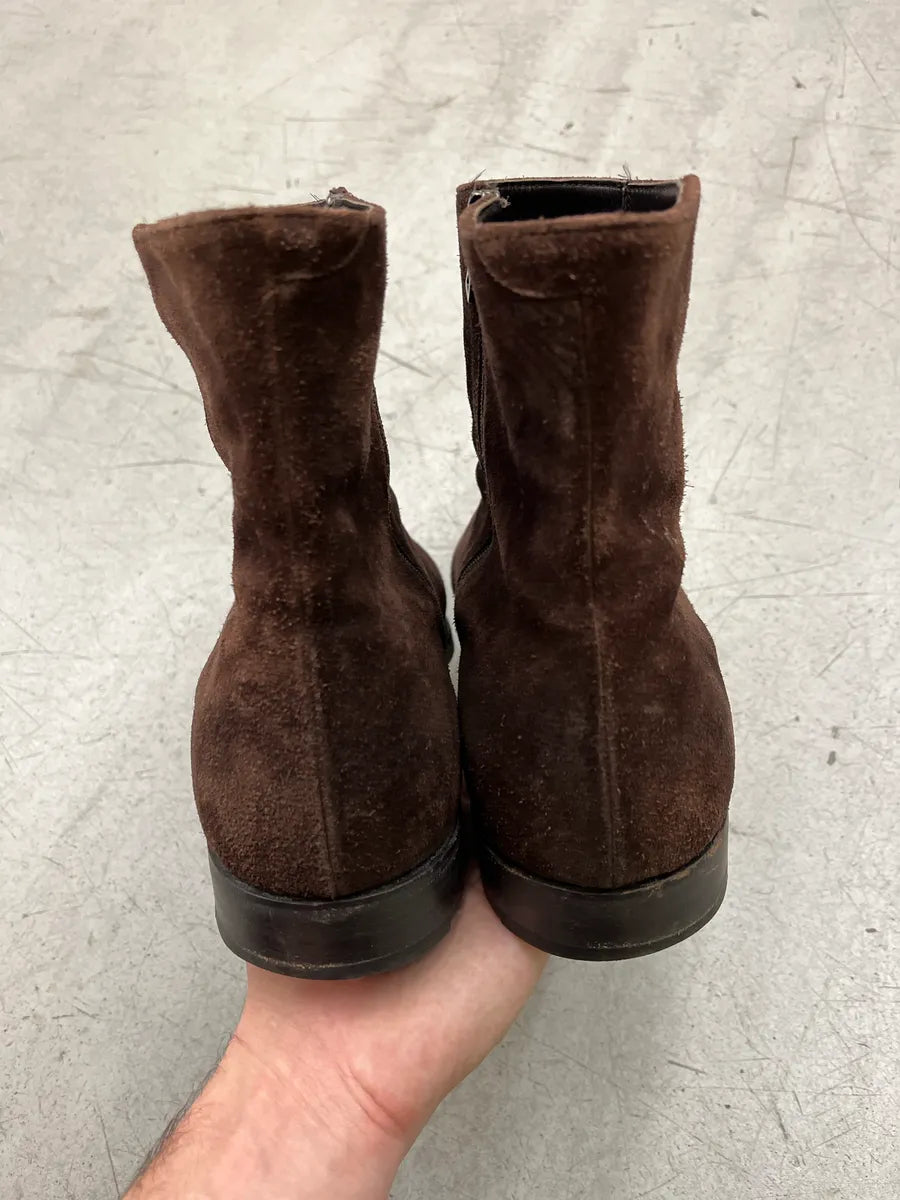 AW2003 Prada Lined Ornament Brown Suede Boots sPnYkmRK 4
