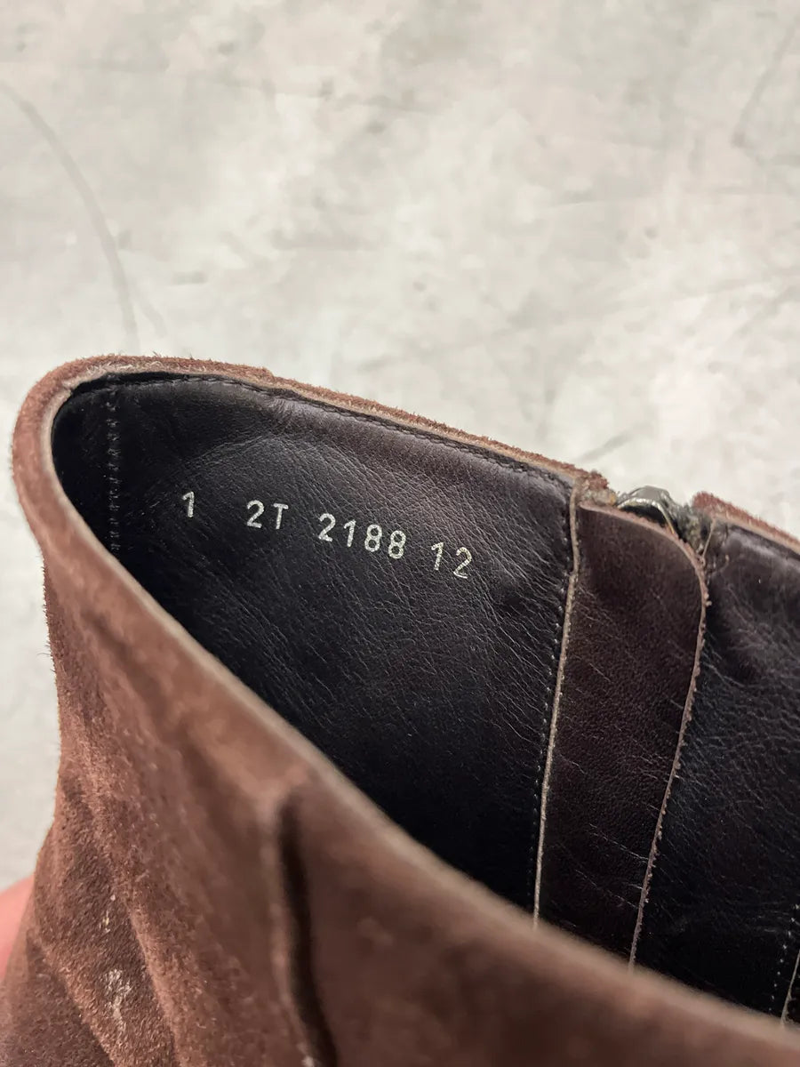 AW2003 Prada Lined Ornament Brown Suede Boots sPnYkmRK 8