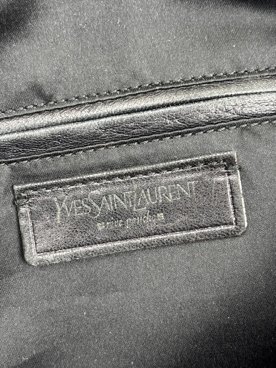 2000s Yves Saint Laurent Silver Grey Leather Contrast Whipstitch Handle Bag sQtkBFCK 18