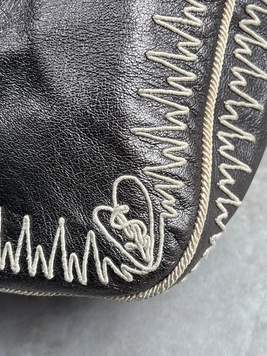 2000s Yves Saint Laurent Silver Grey Leather Contrast Whipstitch Handle Bag sQtkBFCK 10