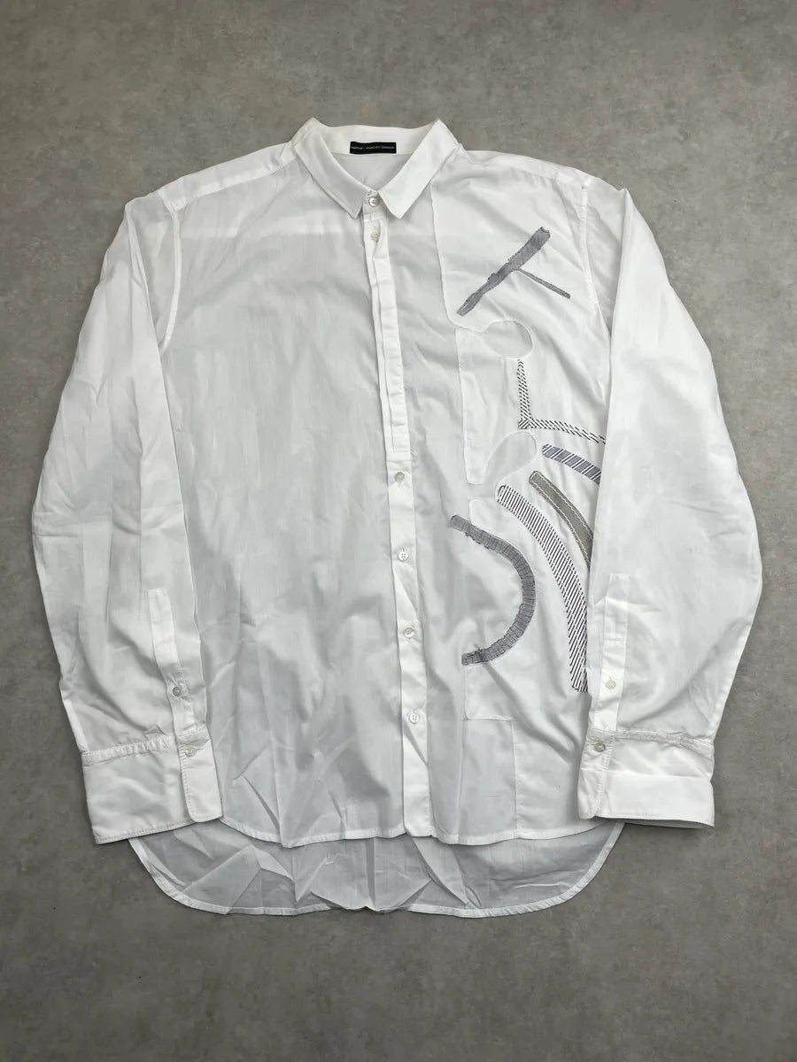 2000s Marithé + François Girbaud White Abstract Stripe Panel Shirt sRQnMZty 0