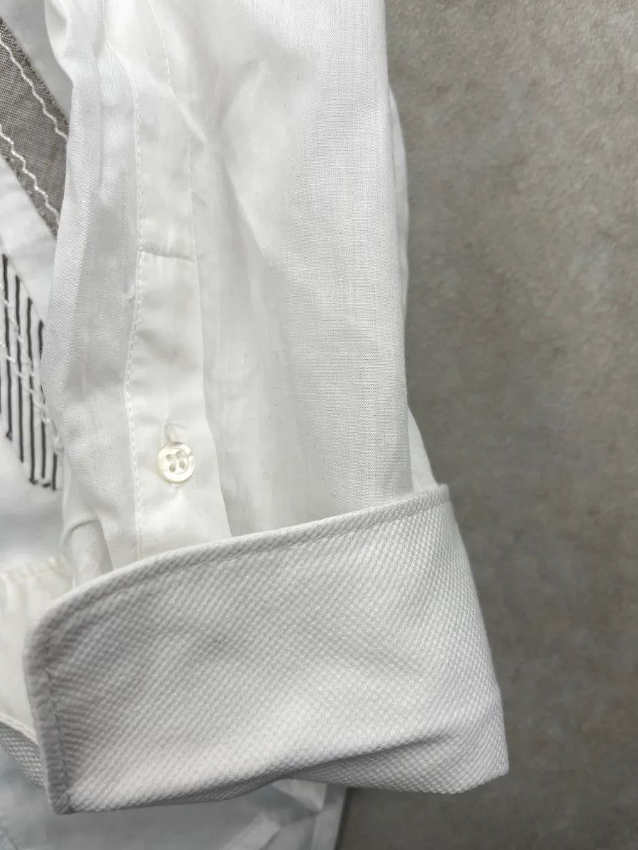 2000s Marithé + François Girbaud White Abstract Stripe Panel Shirt sRQnMZty 6