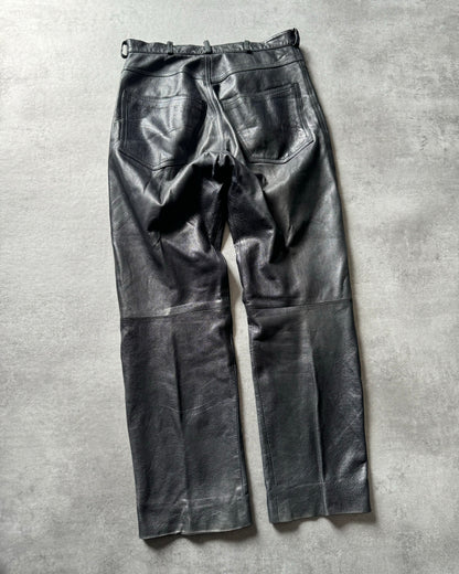 1980s Giorgio Armani Black Leather Robust Pants (S) - 6