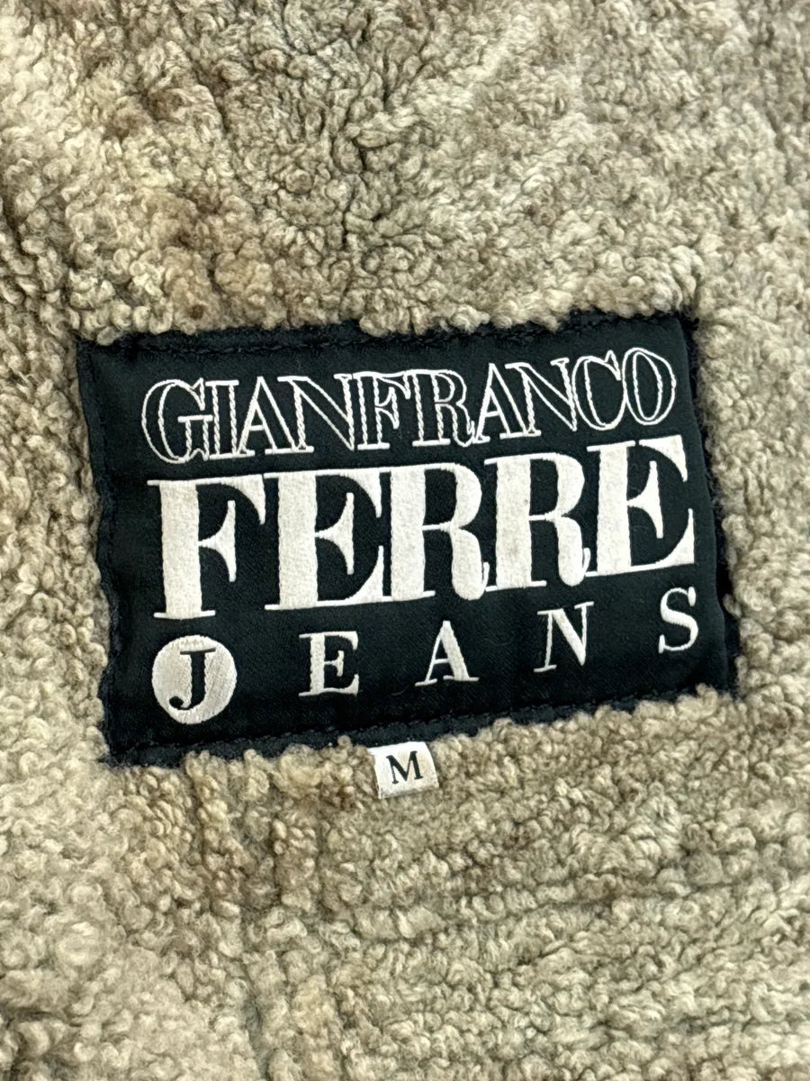 1990s Gianfranco Ferré Black Shearling Aviator Leather Jacket sUiZnjXY 12