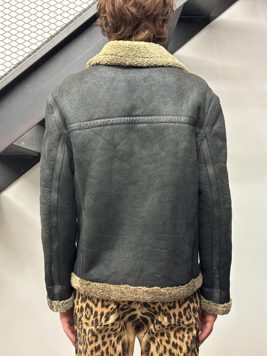 1990s Gianfranco Ferré Black Shearling Aviator Leather Jacket sUiZnjXY 2