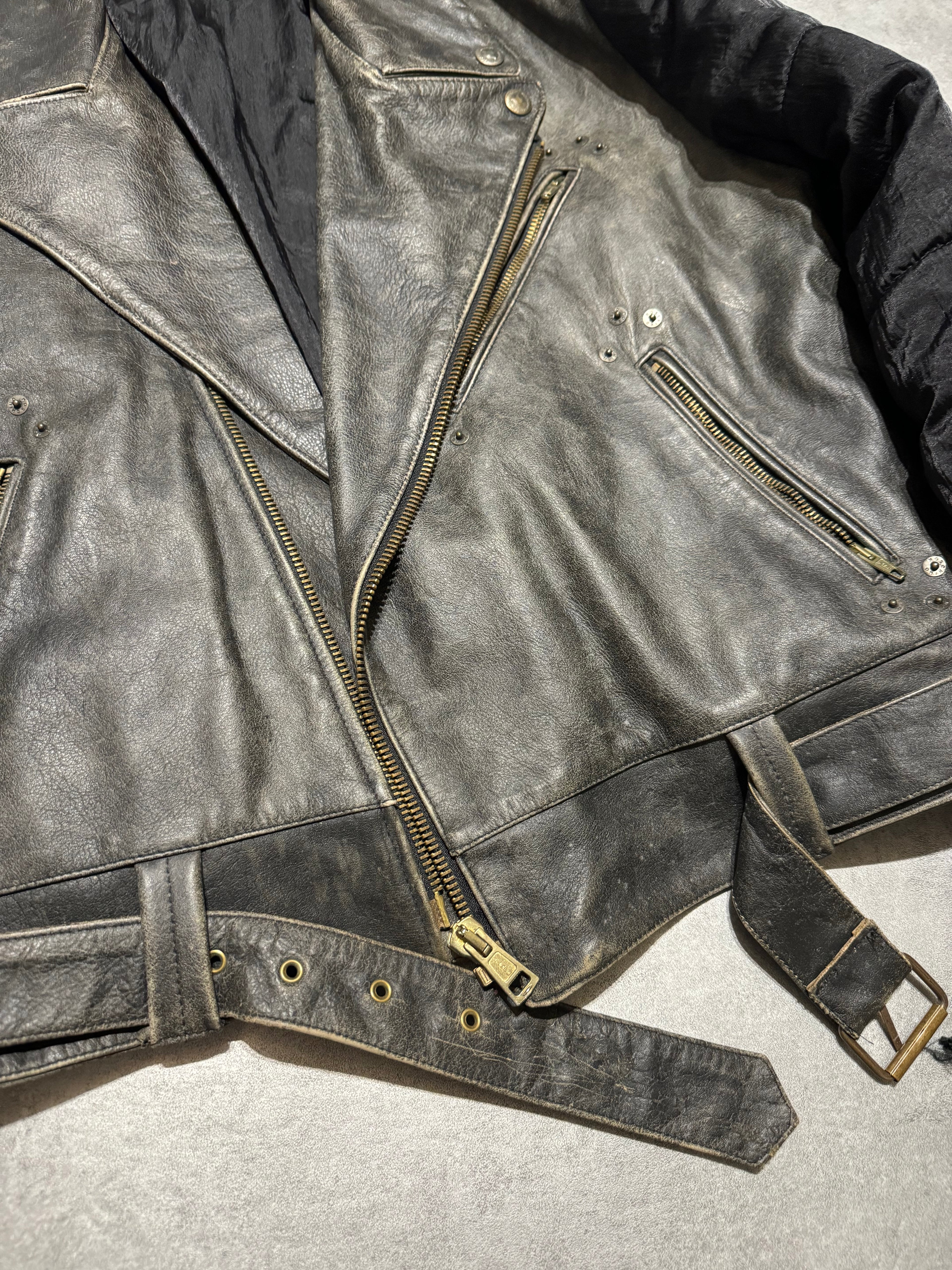 2000s Moschino Rock Hybride Biker Leather Bomber Jacket (M/L) - 7