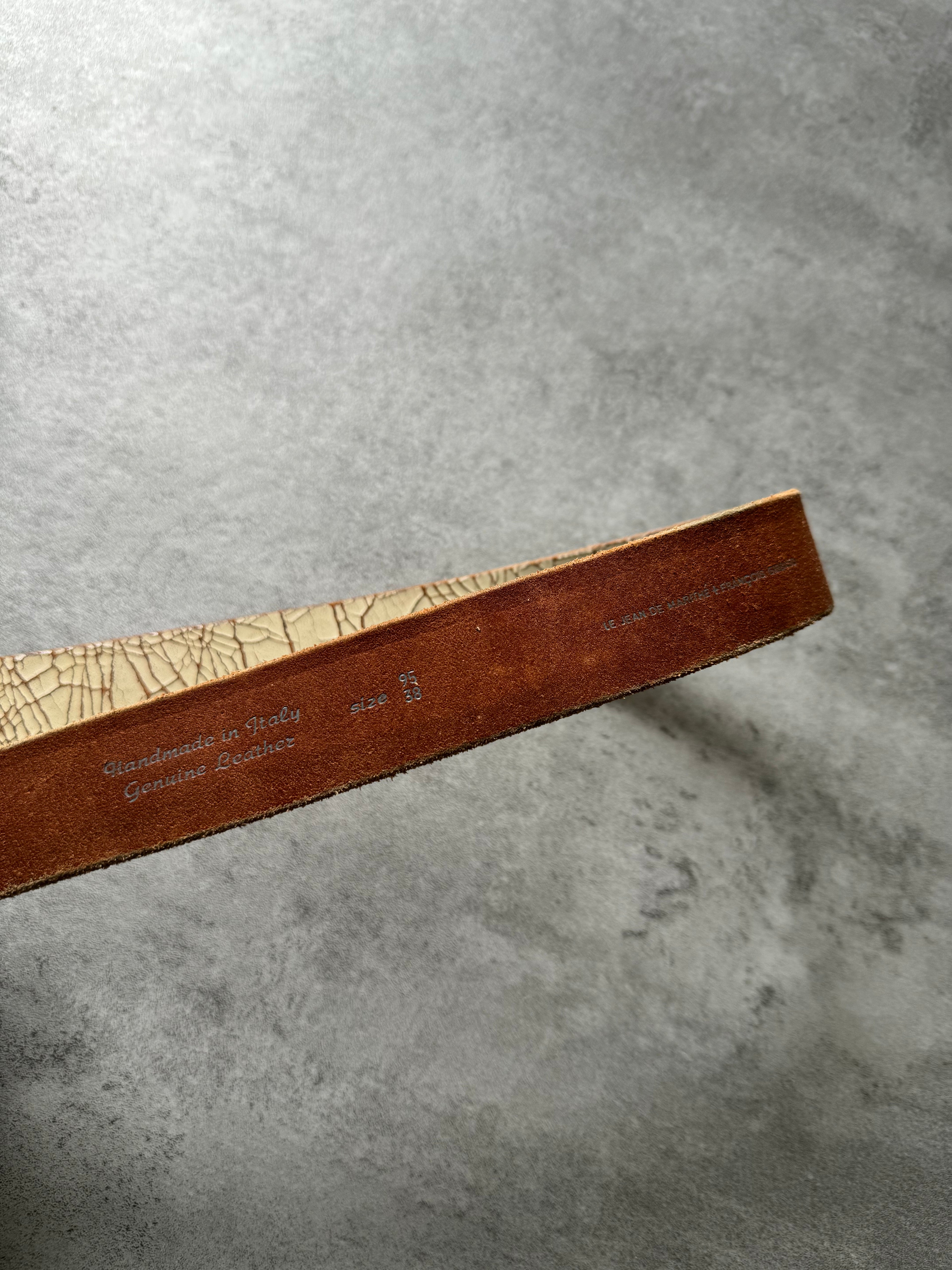 2000s Marithé + François Girbaud Cracked Beige Belt (OS) - 3