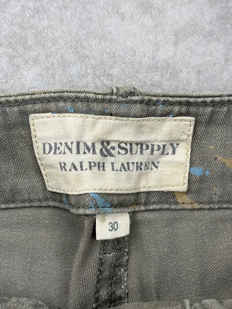 2010s Ralph Lauren Khaki Paint Splatter Herringbone Shorts sWwPqTNB 9