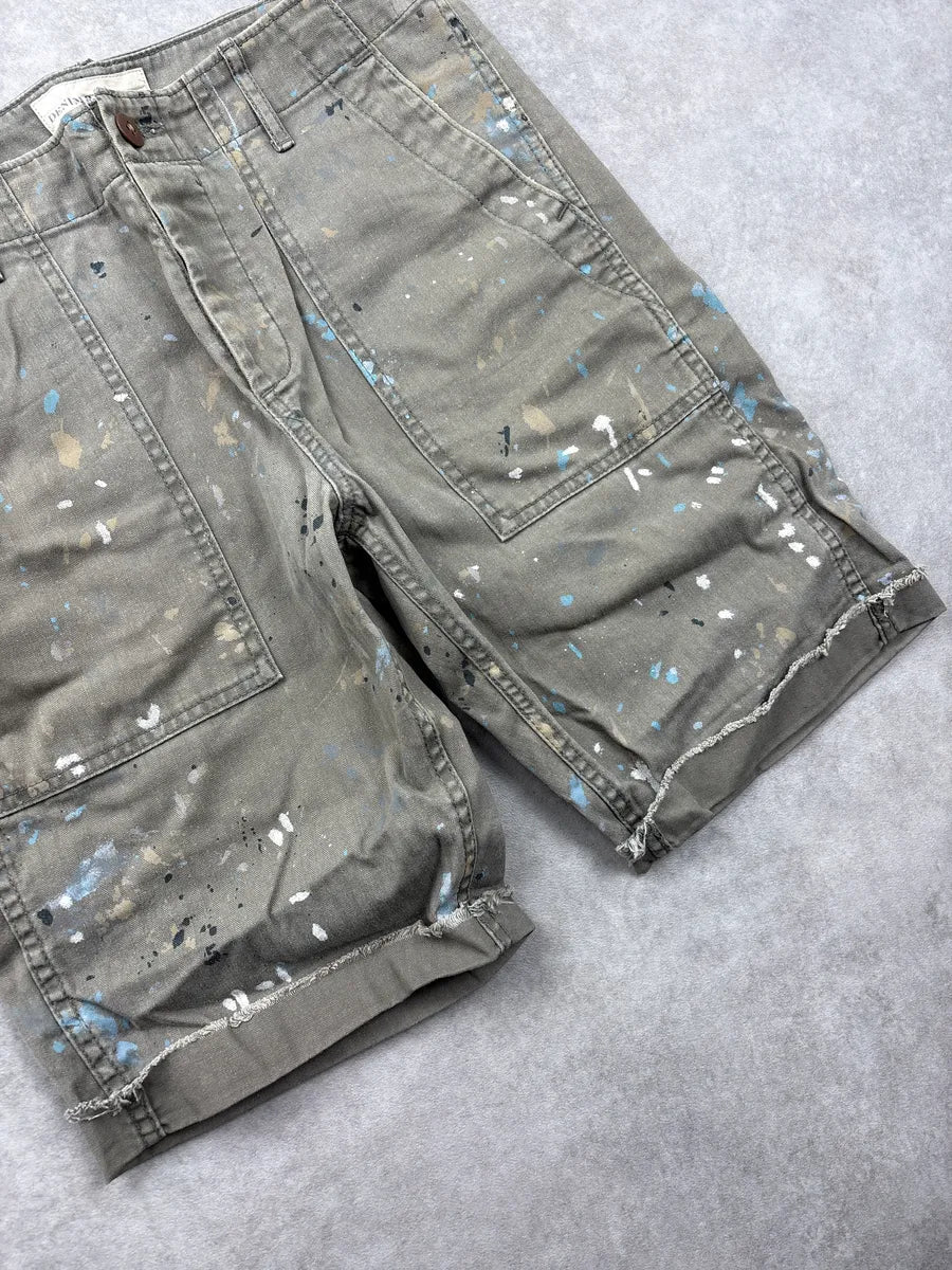 2010s Ralph Lauren Khaki Paint Splatter Herringbone Shorts sWwPqTNB 6