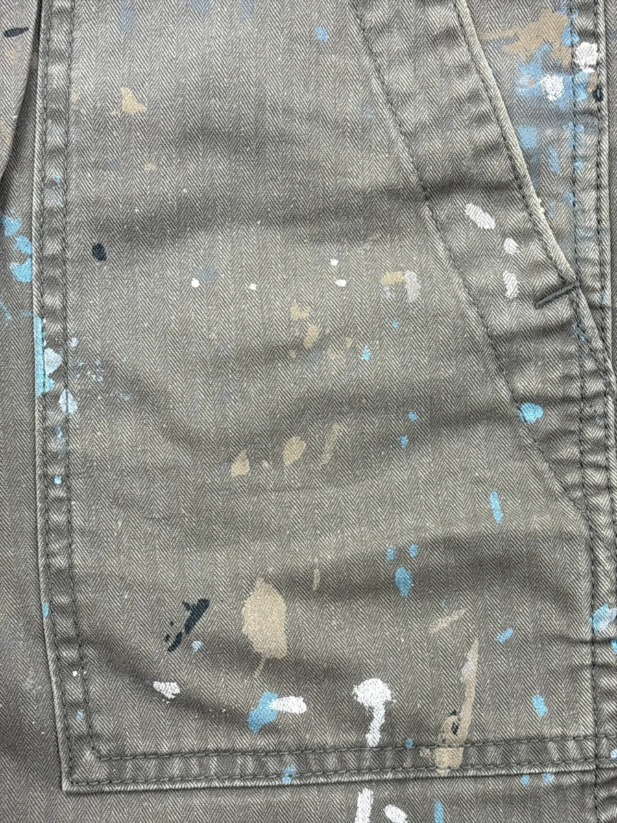 2010s Ralph Lauren Khaki Paint Splatter Herringbone Shorts sWwPqTNB 7