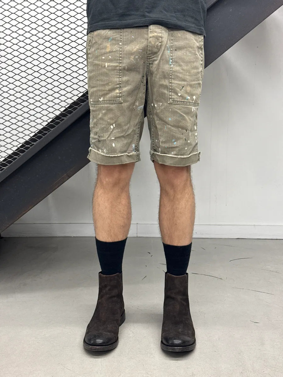 2010s Ralph Lauren Khaki Paint Splatter Herringbone Shorts sWwPqTNB 1