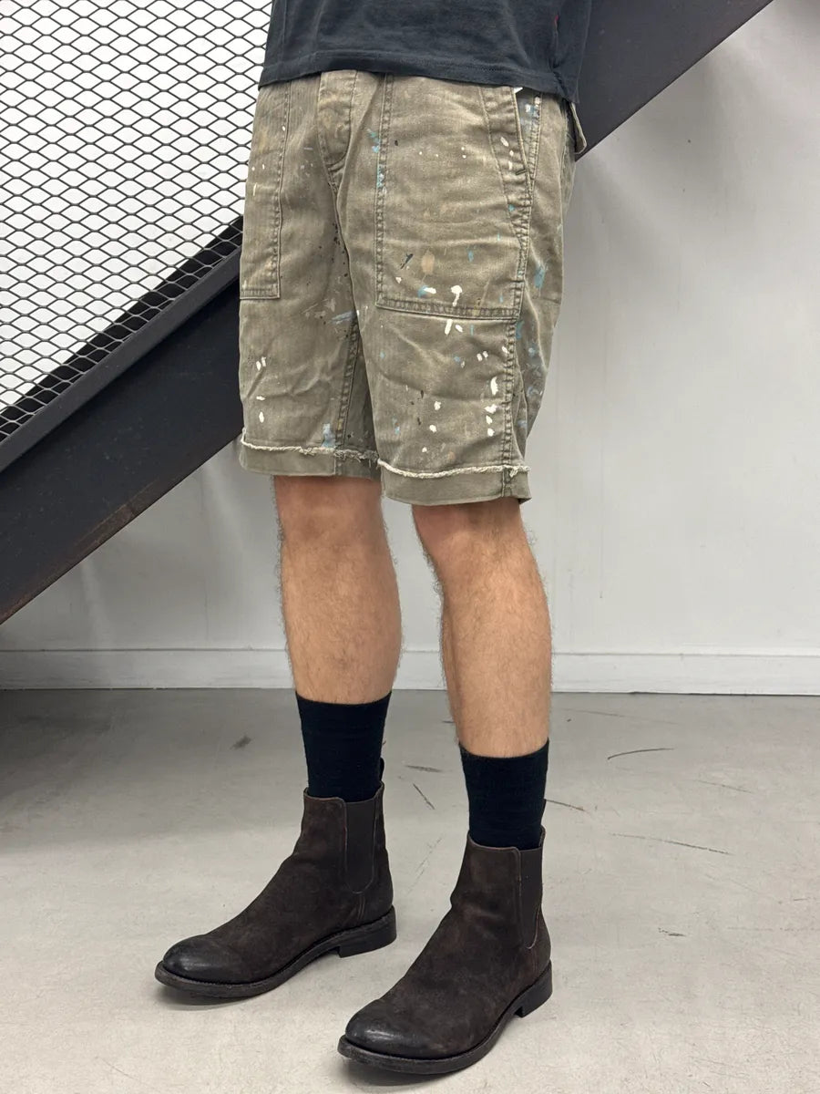 2010s Ralph Lauren Khaki Paint Splatter Herringbone Shorts sWwPqTNB 2