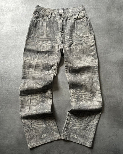 2000s Cavalli Grey Crocodile Effect Pants (XS) - 2