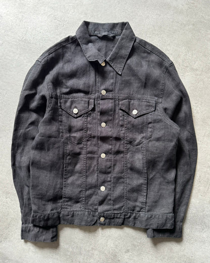 SS1998 Givenchy Black Light Linen OTrucker Jacket  (L) - 1