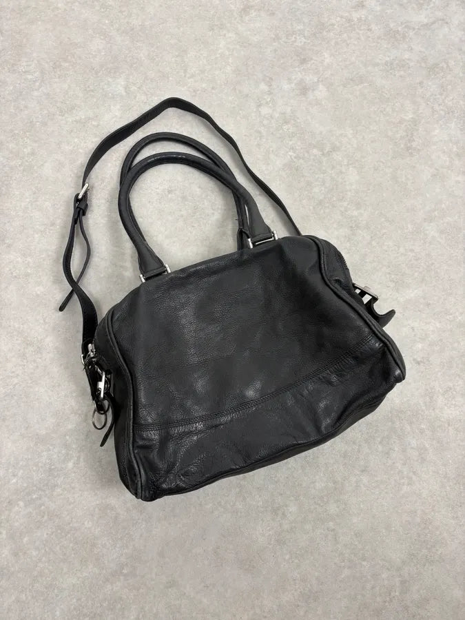 2000s Diesel Black Dual Zippers Leather Messenger Bag kjPiZxM 3
