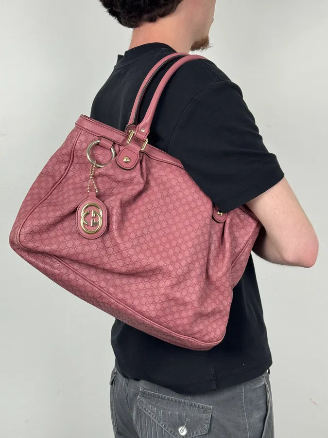 2000s Gucci Sukey Monogram Pink Leather Handle Bag sHklktJ 1