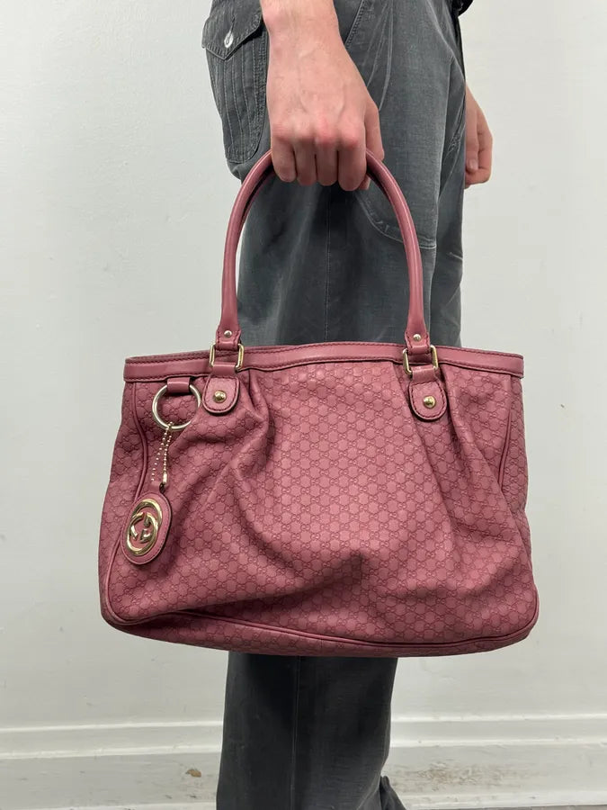 2000s Gucci Sukey Monogram Pink Leather Handle Bag sHklktJ 2