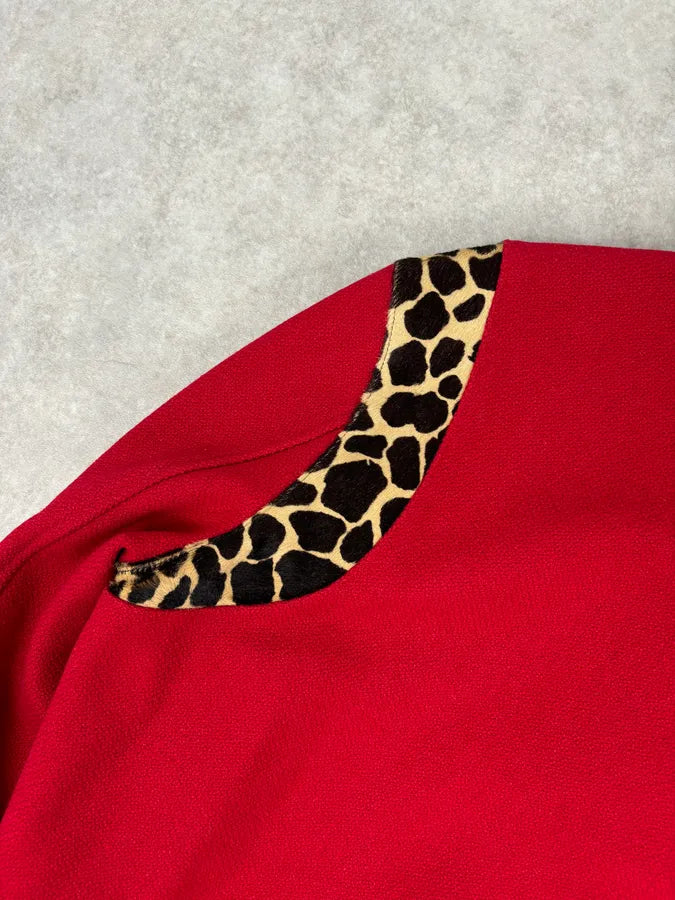 AW2014 Saint Laurent Cheetah Red Pony Hair Teddy Jacket QwFDBgK 9