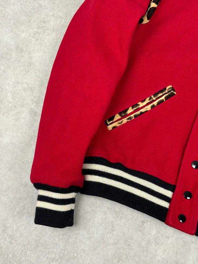 AW2014 Saint Laurent Cheetah Red Pony Hair Teddy Jacket QwFDBgK 8