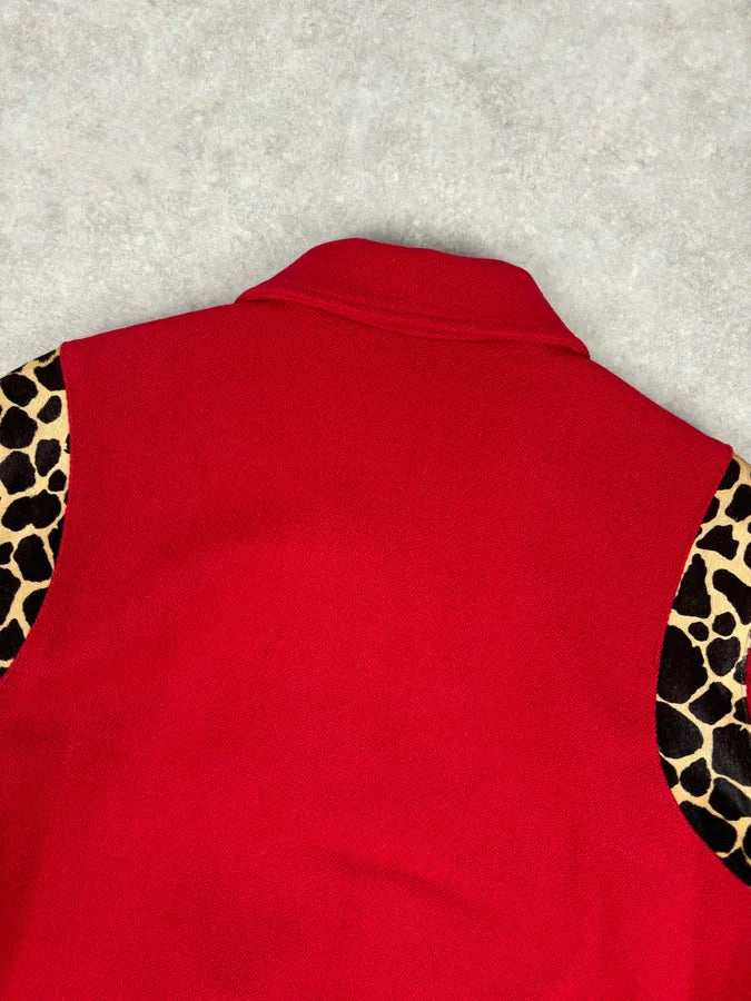 AW2014 Saint Laurent Cheetah Red Pony Hair Teddy Jacket QwFDBgK 6