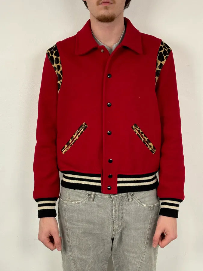 AW2014 Saint Laurent Cheetah Red Pony Hair Teddy Jacket QwFDBgK 2