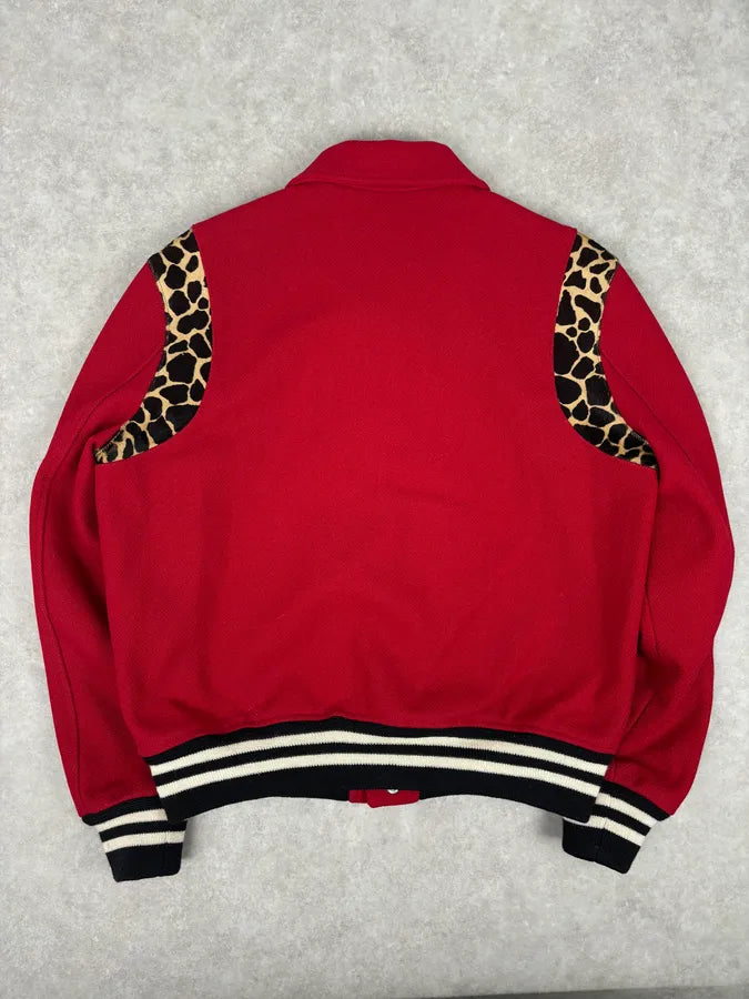 AW2014 Saint Laurent Cheetah Red Pony Hair Teddy Jacket QwFDBgK 5